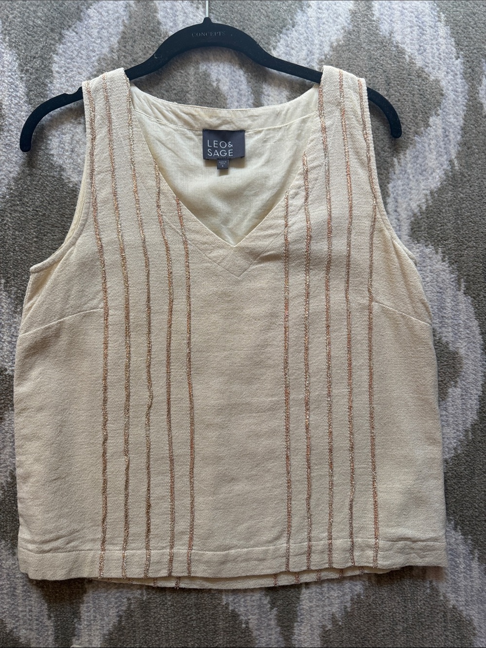 Cream V-Neck Sleeveless Tank Top